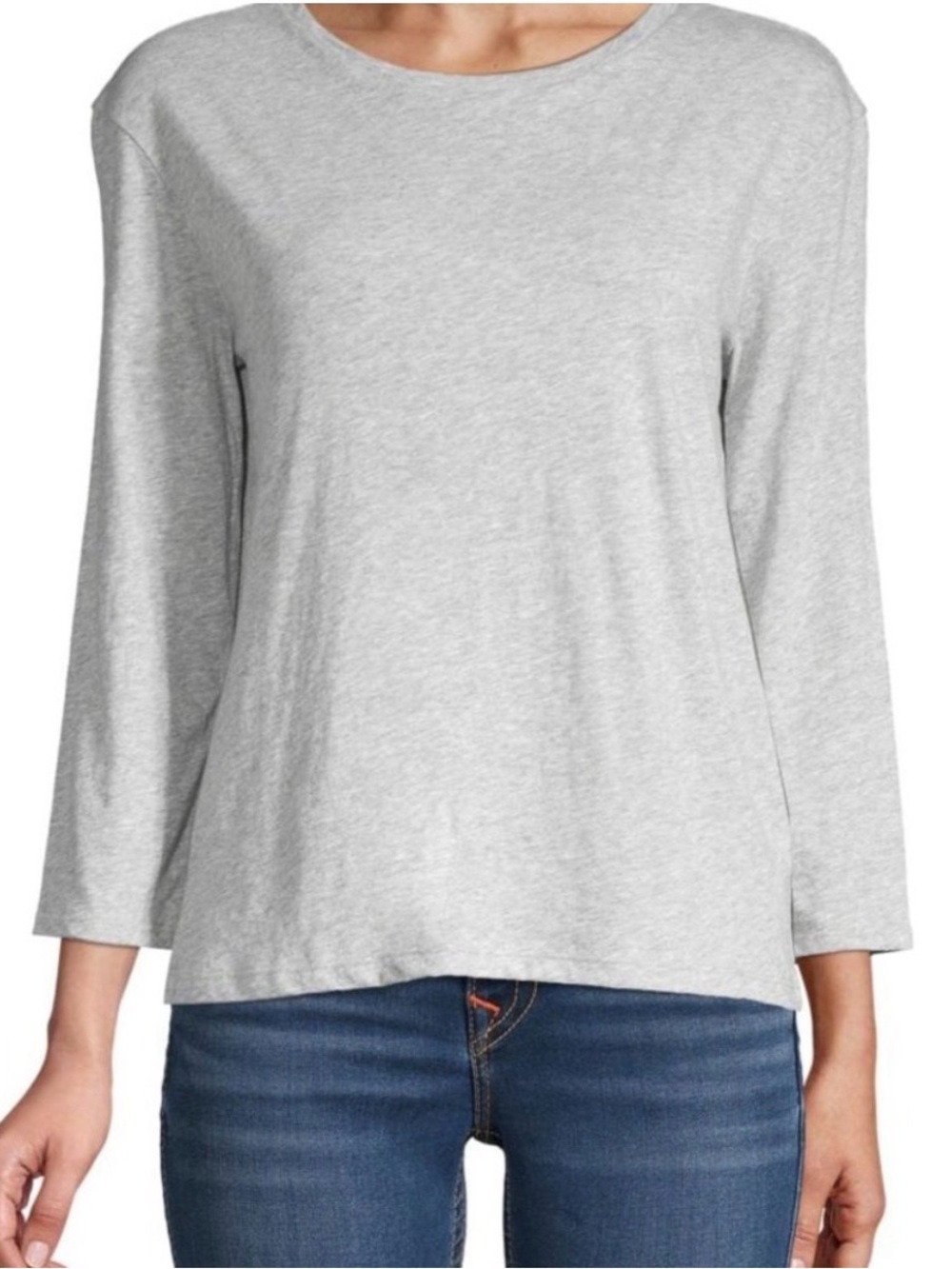 Vince 100% Viscose Crewneck Long Sleeve Tee in Heather Gray